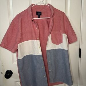 American Eagle Outfitters Red, White, and Blue Men's Shirt